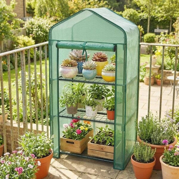 Bobobiy Three-Tier Mini Greenhouse - Green - Green