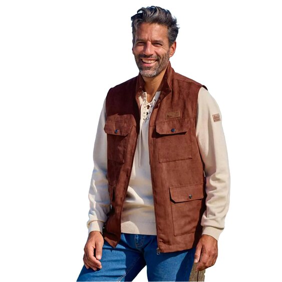 Atlas For Men Mens Multi Pocket Gilet - Terracotta
