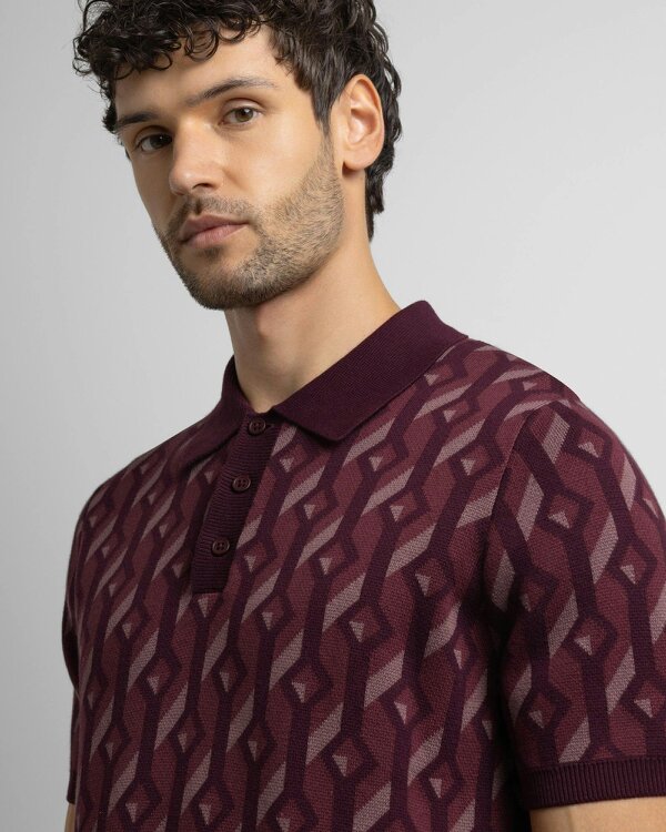 Steel & Jelly Rickman - Oval Chain Geometric Jacquard Knitted Polo Shirt