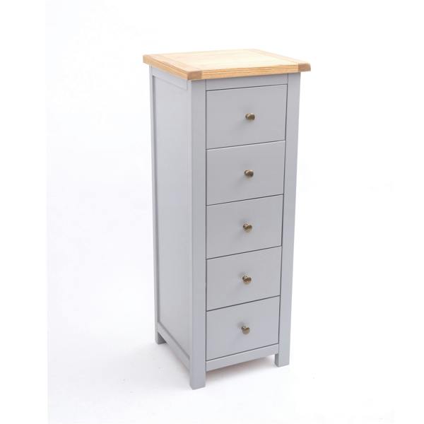 Cabinet Bits Mirano 5 Drawer Narrow Chest of Drawers Brass Knob