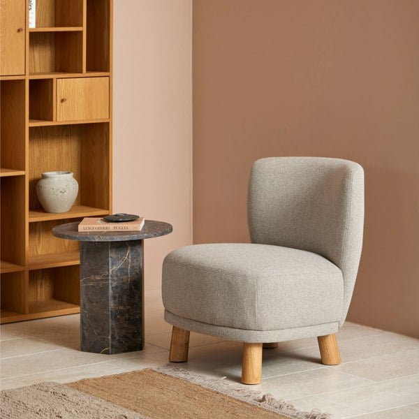 Furniture To Go Naxos Round Side Table In Marron Marble