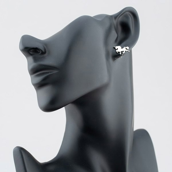 T. H. Baker Silver Plain Unicorn Stud Earrings SEF0079A