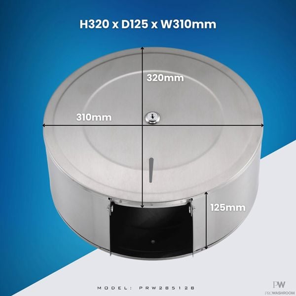 ProWashroom Pro Washroom Stainless Steel Toilet Roll Dispenser Jumbo 300mm Roll Holder,