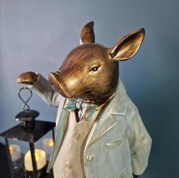 Pig with Lantern Home Decor Ornament