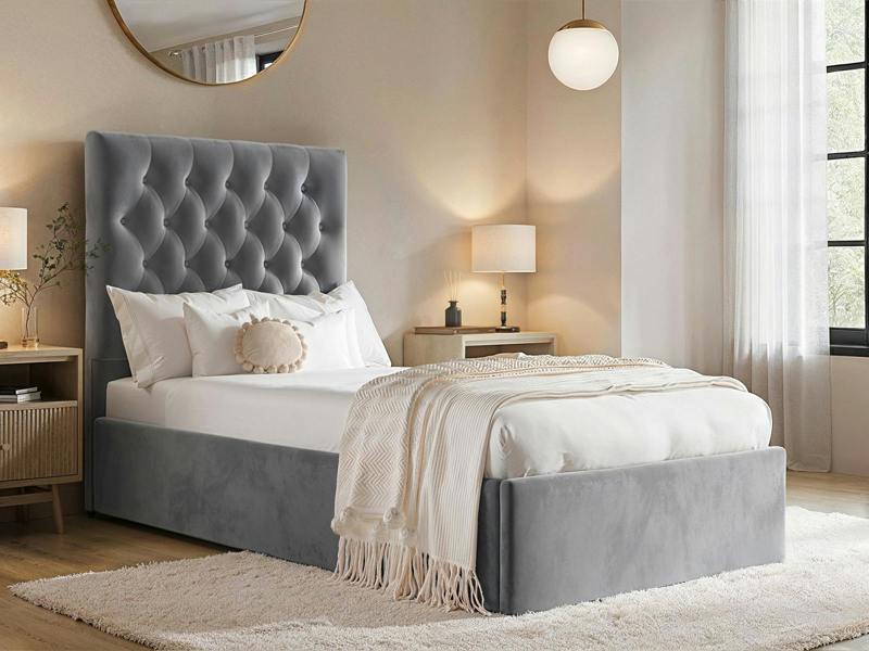 Flair Milan Single Velvet Ottoman Bed