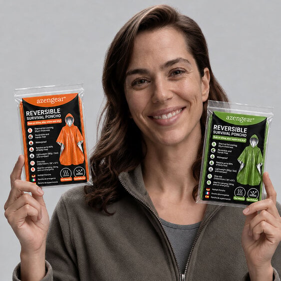 aZengear Reversible Emergency Survival Foil Poncho (4pc)