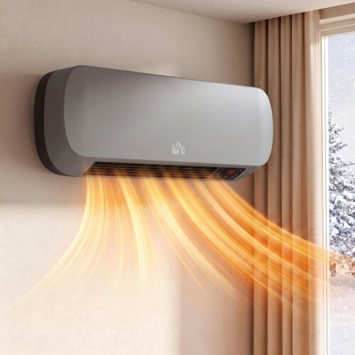 HOMCOM Wall Mounted 2000W Ceramic Heater with 3 Heat Settings, Grey