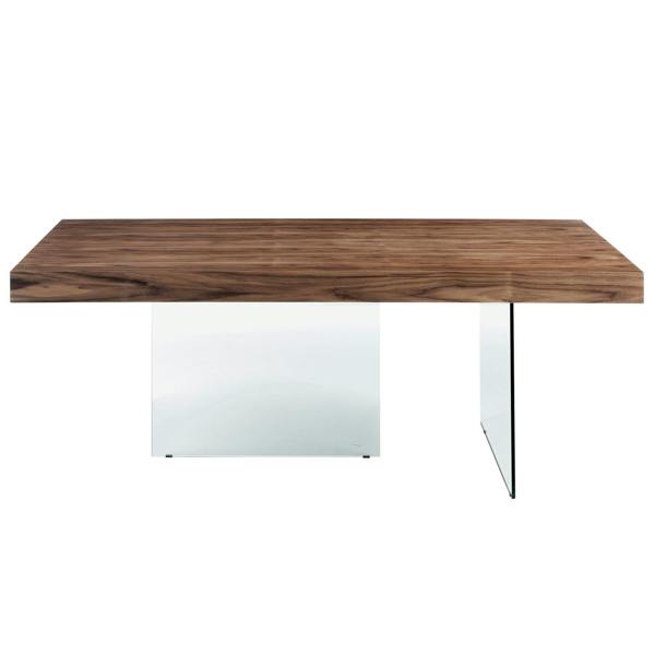 Angel Cerdá Rectangular walnut and tempered glass dining table 1028