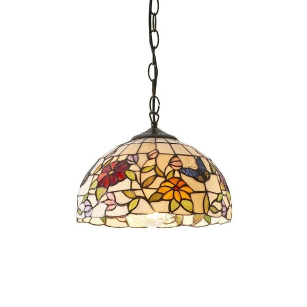 Small Tiffany Butterfly Pendant Light - Dark Bronze Finish - Needs 60W E27 GLS Loops