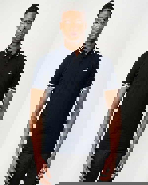 BOSS Green Paul Mens Short Sleeve Polo Shirt With Contrast Tipping NOS - Dark Blue 402