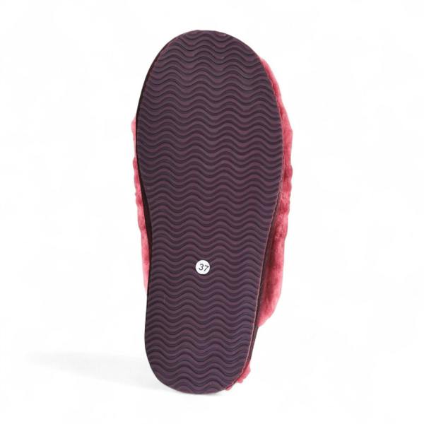 Infinity Leather Women's Sheepskin Slippers Burgundy Warm Winter Fur Mule - Aurora
