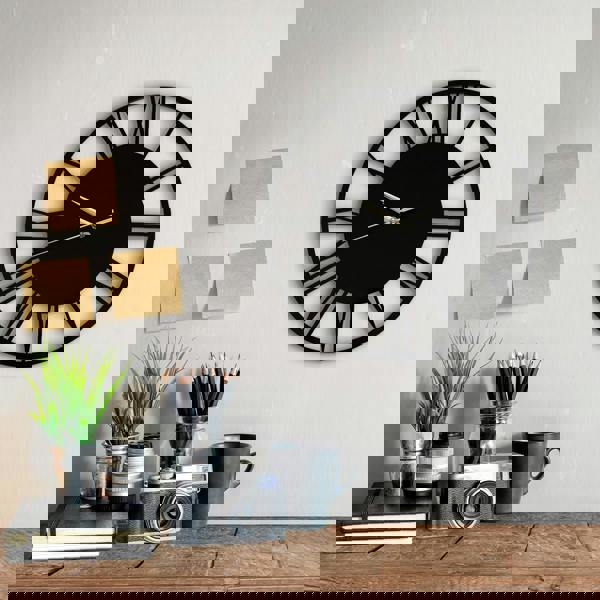 WALPLUS WC2134 - Acrylic Gloss Roman Wall Clock Black - 30 cm / 11.8 in