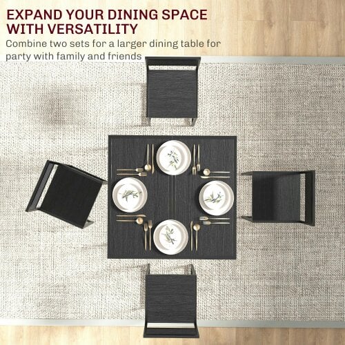 Wyld Haus Gafetti Metal And Wood Black Compact Dining Table And Chair Set For Small Kitchens