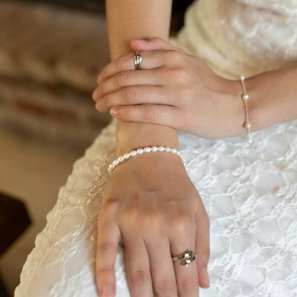 Spero London Natural Freshwater Real Seed Pearl Strand Bracelet