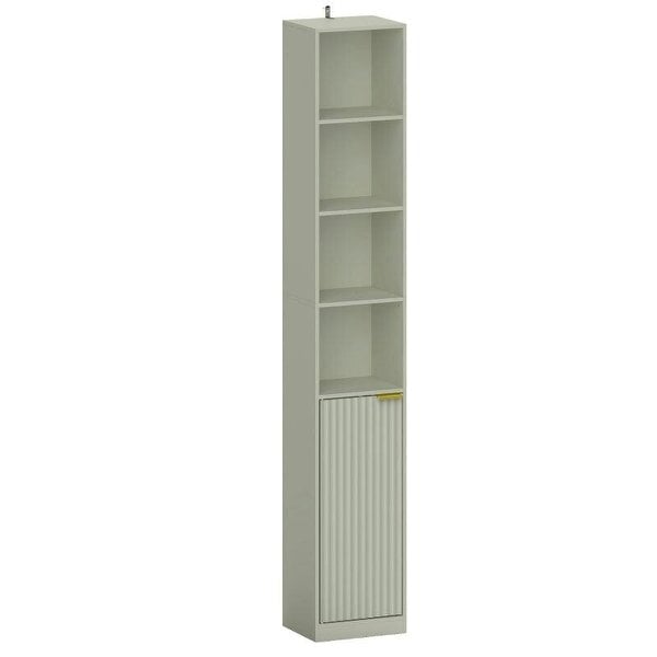 Bookcase Adjustable Shelf Bookshelf Anti-Tip Hardware 6-Tier Storage Cabinet Light Green