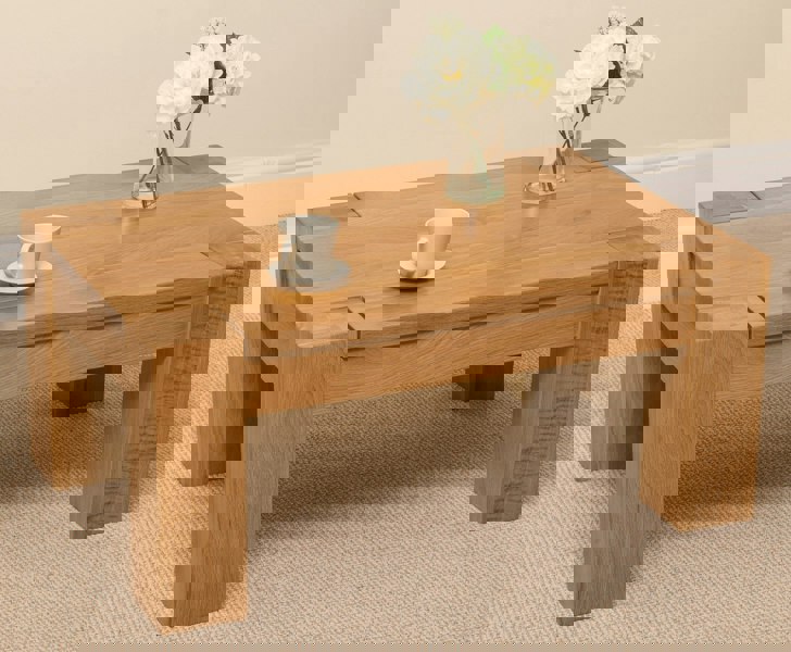 That's Furniture Kuba Chunky Oak Coffee Table for Living Room - 90cm