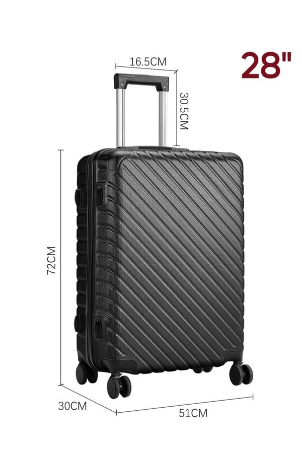 Living and Home Lightweight Hardside Travel Suitcase with Spinner Wheels, 28" Black
