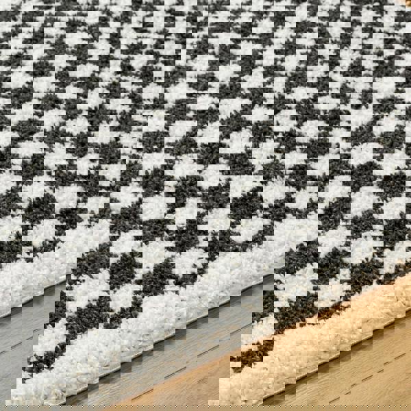 Livabliss Birmingham-Modern Black Grey Brown Checkered Soft Plush Pile Rug