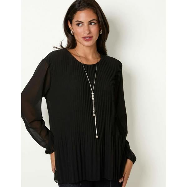 Blue Vanilla Long Sleeve Pleated Top