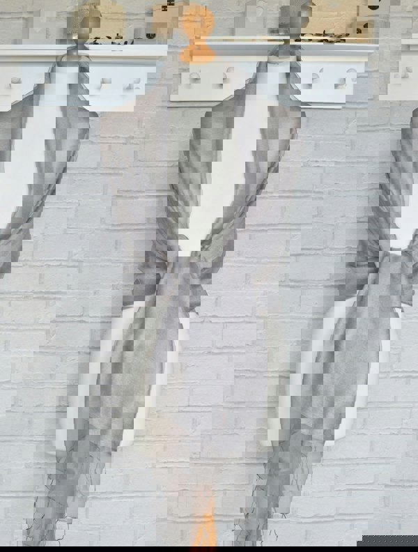 Antonia York Sophia Silver Grey Organza and Crepe Silk Viscose Tasselled Special Occasion Wrap