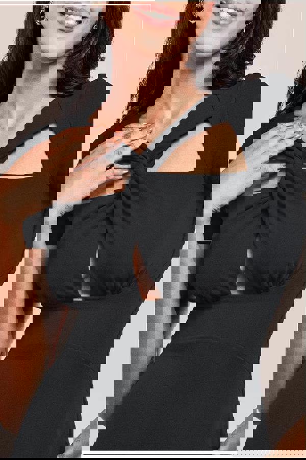 Scuba Crepe Twist Cutout Midi Dress - Black DR4351