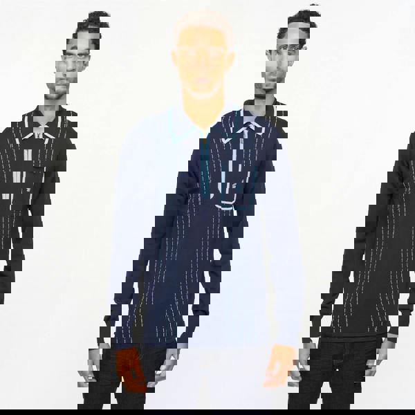 Gabicci V55GM25 Mens Darron Long Sleeve Archive Knitted Zip Neck Polo Gabicci Vintage - NAVY