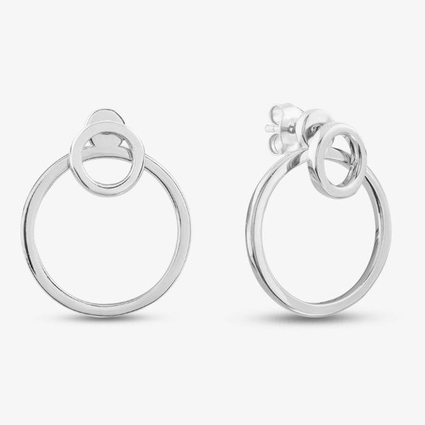 T. H. Baker Silver Large Double Open Circle Dropper Stud Earrings ME04084A