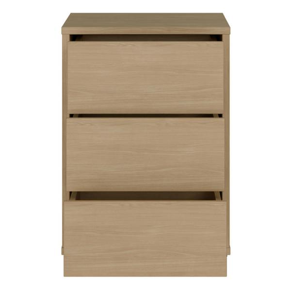 Furniture To Go Alice Springs Bedside Cabinet with 3 Drawers Push-to-Open in Elegancia Oak