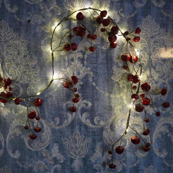 15cm Pre-Lit Hanging Garland Decorations Red Bells with 20 Warm White LEDs image 8