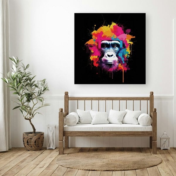 Warren Reed Multi Coloured Monkey Face Canvas