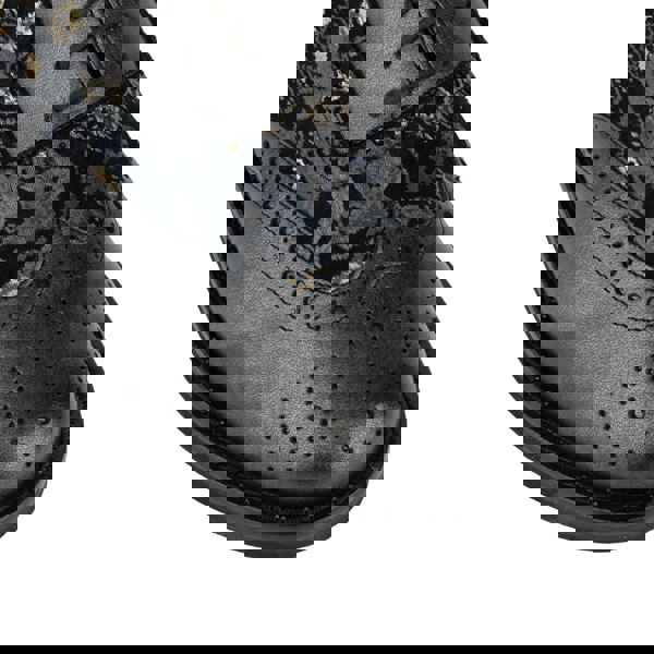 Embassy London Vivienne - Black & Grey & Gold - Women's oxford lace-up shoe with brogue details