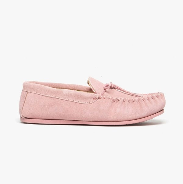 Mokkers LILY Womens Suede Moccasin Slippers Pink