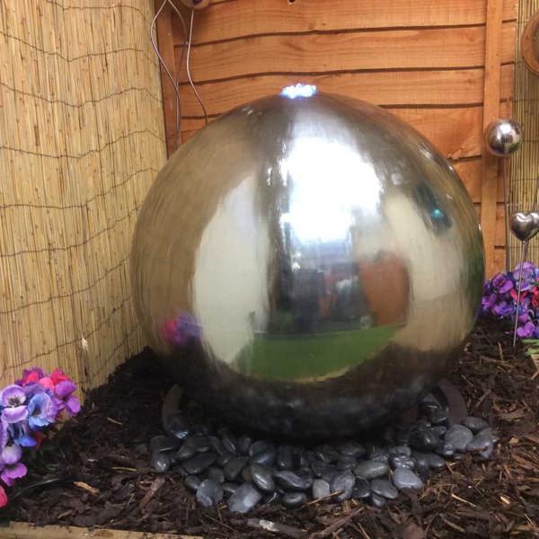 Tranquillity Water Features 75cm Stainless Steel Sphere Modern Metal Water Feature
