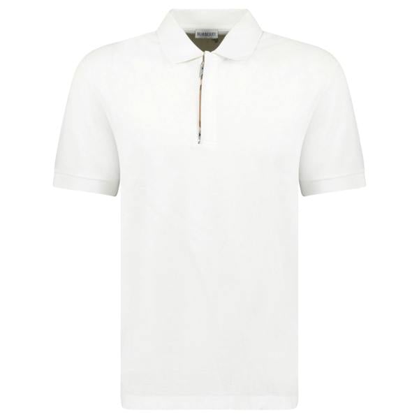 Burberry ‘Hartford’ Zip Check Polo White - chancefashionco
