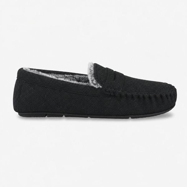 Totes SOFT HERRINGBONE Moccasins Moccasins   in  Black