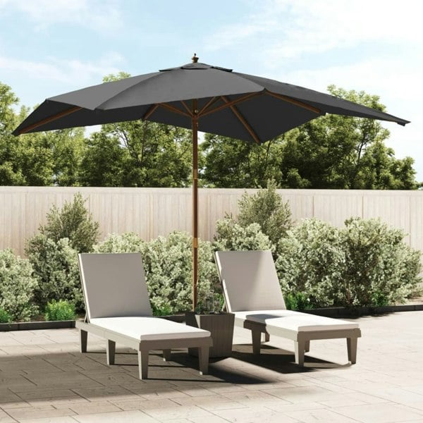 Berkfield Garden Parasol with Wooden Pole Anthracite 300x300x273 cm