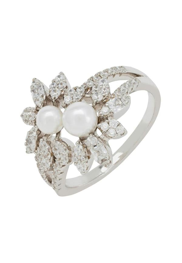 Latelita Marquise Cocktail Ring Pearl Silver