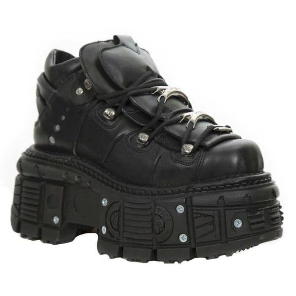 New Rock Unisex Metallic Black Leather Gothic Boots- M-TANK106-C2