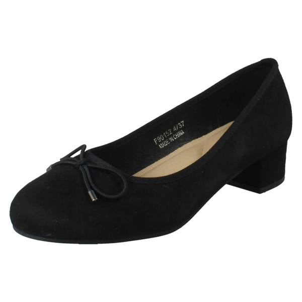 Spot On Ladies Spot On Short Heel Bow Detailed Court Shoes F90152