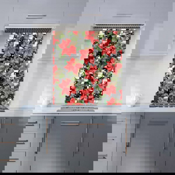 Warren Reed - Designer Poinsettia, Watercolor Style Kitchen Splashback