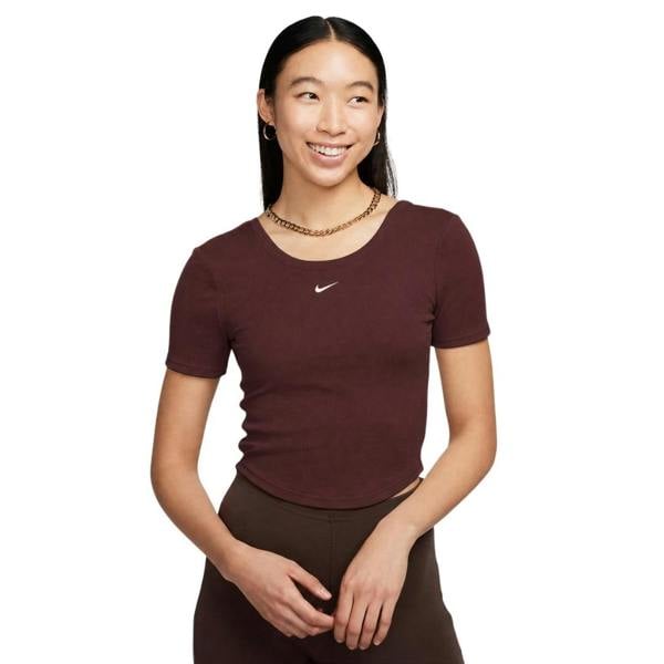 Nike Tight Scoop-Back Short-Sleeve Mini-Rib Burgundy Top