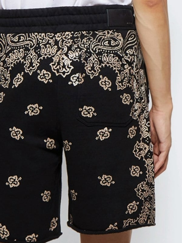 Amiri Bandana Bleach Shorts – Black