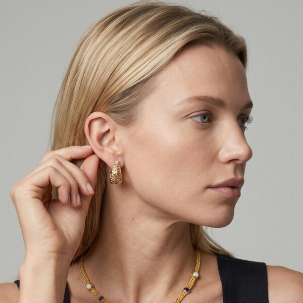 Uchi & Soto Kin Stone Sculptural Hoop Earrings