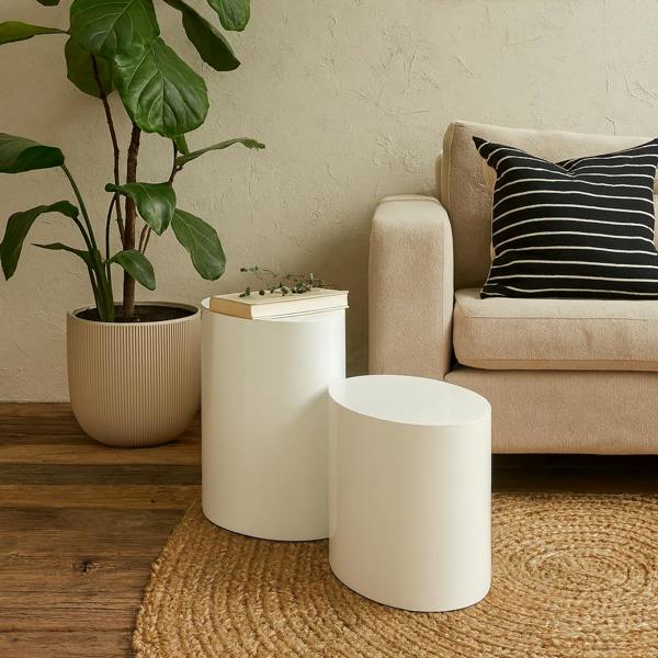 Wyld Haus Sendai Gloss White Oval Coffee Table Set