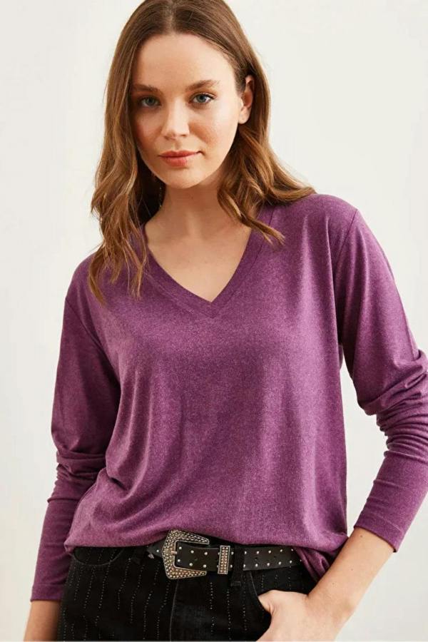 Hoxton Gal V-Neck Wool-Viscose Draped Sweater