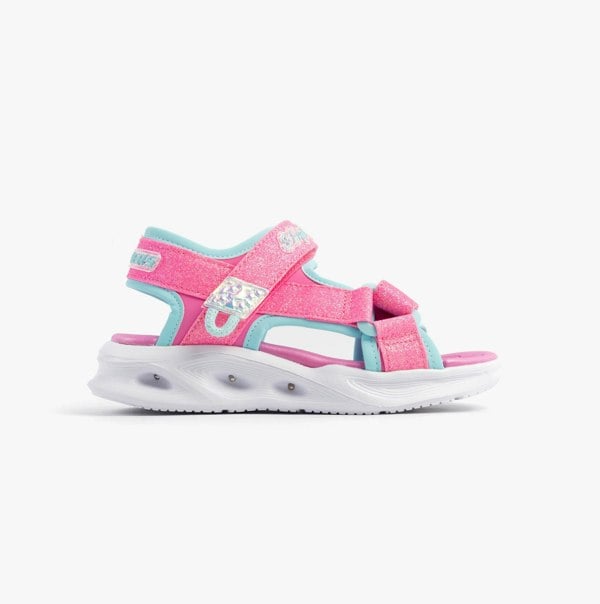 Skechers S-LIGHTS: SOLA GLOW Girls Sandals Hot Pink/Aqua