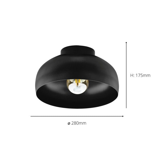 EGLO Mogano 2 Ø 28cm Black Matte Ceiling Light