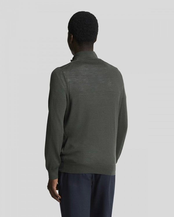 Lyle & Scott Tonal Eagle Merino Mens Quarter-Zip Jumper - W635 Gunmetal