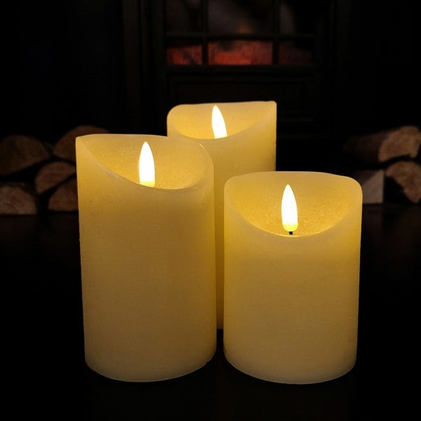 Samuel Alexander Set of 3 Battery Operated Flickering LED Candle Christmas Decoration with Timer