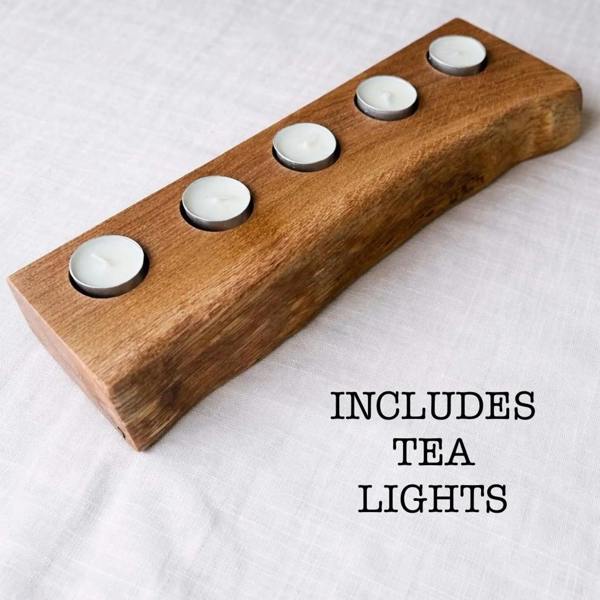 Giraffes & Craftz Chunky Live Edge Oak Tea Light Holder - Handmade From Sustainable Oak
